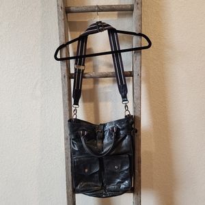 Ralph Lauren 2004 Rugby Vintage Black Leather Crossbody Bag